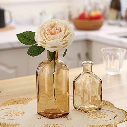 GMWD Glass Flower Vase Set of 6 Yellow Clear Bud Vases, 14.5 Oz 8 Oz Apothecary Bottle Vases Decorative for Centerpieces Home Decoration Wedding Reception Table Decor - Image 2