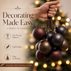 24 Pcs Neutral Christmas Ornament 2.36'' Textured Tree Decor,Dark - Image 6