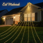 Glooglitter Ramadan Mubarak Eid Moon Star Lights Outdoor Decor 11.5ft Warm LED Waterfall Lights Extension Cord USB Powered for Tree Outside Yard Garden Patio Wall Porch Decorations - Image 4