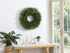 26’’ Artificial Boxwood Wreath for Front Door, Small Leaves Wreath, Green - Image 4
