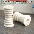 Travertine Marble Candlestick Holders - Set of 2 Stone Candle Sticks Holder Decor, Decorative Modern Candle Stands Multi-Purpose for Taper/Pillar/Tealight/Scented Candles - Image 3