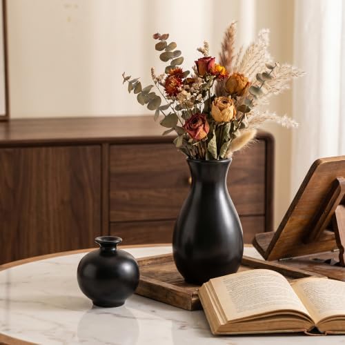 Ceramic Bud Vases Set of 12, Black Small Vase in Bulk, Mini Pottery Vases for Pampas Grass Clay Vase for Wedding Table Centerpieces Decoration Modern Boho Rustic Home Decor - Image 3