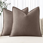 MIULEE Decorative Linen Euro Sham Pillow Covers 24x24 Malt Ball by MIULEE