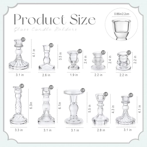 Mumufy 80 Pcs Glass Taper Crystal Candle Holders,Classic,Clear - Image 2