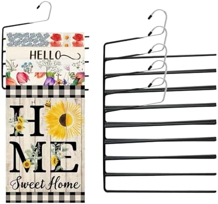 5 Pack 5-Tier Garden Flag Hangers, Garden Flag Storage Heavy Duty Multi Layers Space Saving, Organizer Holder, Non-Slip Open-Ended Design for Garden Flags, Pants, Jeans, Ties & More (Black) by Unknown