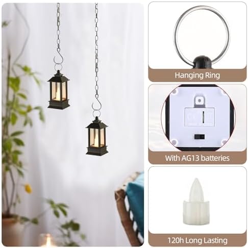 24 Pack Black Mini Lanterns Decorative Indoor, for Centerpiece - Image 3