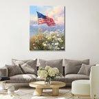 July 4th Patriotic Canvas Wall Art 4th of July USA Decorations American Flag Painting Picture Patriotic Floral Poster Independence Day Home Decor 20x24in - Image 2