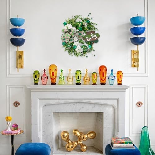 20" St. Patrick’s Day Decorations for Front Door Artificial Green Wreath Lucky Shamrock Board Clover Bow Leaves and Flowers Spring Summer Home Party Outdoor/Indoor Farmhouse Porch Decor - Image 6