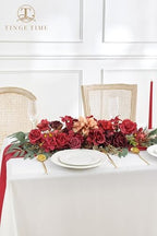TINGE TIME Red Flower Garlands, 2 PCS Artificial Eucalyptus, Handcraft Artificial Rose for Arch, Wedding, Sweetheart Table, Ceremony, Backdrop Decorations for Home (Cinnamon Rose) - Image 4
