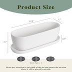 E-liu14 Inch Oval Ceramic Planter Pot with Drainage Hole Saucers - Image 2
