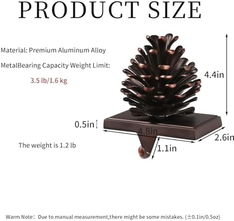 JUSTOTRY 3D Pine Cones Christmas Stocking Holders for Mantle Set of 4 with Non-Skid Brown Stocking Holder for Fireplace Home Decor Holiday Gifts Xmas Decorations Supplies - Image 2