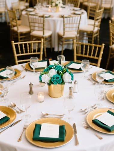 BLOSMON Teal Flowers Artificial Centerpieces: 6 Pcs Fake Roses Flowers Balls for Wedding Dinning Table - Faux Silk Kissing Floral Arrangement for Home Party Event Decor - Image 4