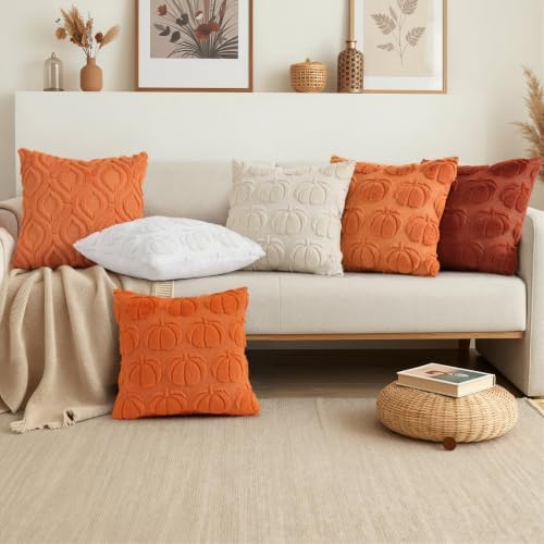 decorUhome Faux Fur Plush Soft Orange Throw Pillow Covers 26x26 Set of 2 - Image 2