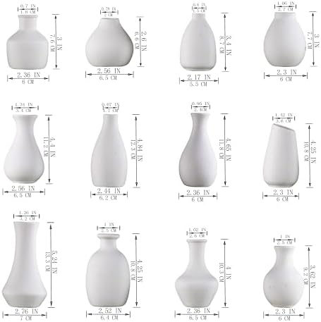 White Ceramic Bud Vase Set of 12 DIY Matte Flower Vases - Image 3