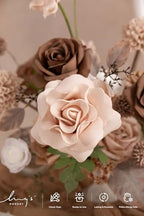 Ling's moment Artificial Wedding Fall Flowers Deluxe Combo, Bown & Beige - Image 3