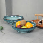 Ceramic Fruit Bowl for Kitchen Counter,Decorative Pedestal Bowl for Table Countertop,Large Footed Serving Bowl,10.2 Inch (Blue) - Image 6