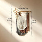YRPZIQF Three-layered Tassels Cotton Rope Macrame Wall Hanging, Three-Dimensional Floral Wall Decor, Bohemian Wall Art for Living Room, Bedroom, Home Backdrop(Blue) - Image 2