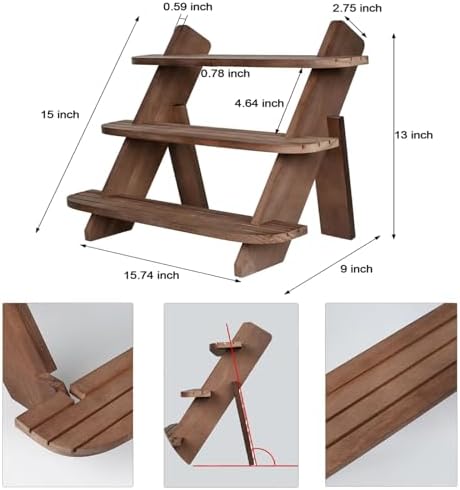 2Pcs Large 3 Tier Wooden Display Stand Wood Cupcake Stands Tool Free, Rustic Risers Dessert Table Display Shelf Spice Rack Organizer Holder, Large Wood Makeup Cologne Perfume Organizer - Image 2