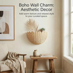 Scalloped Wall Hanging Shelves, Hand-Woven Wicker Wall Basket Decor, Boho Natural Rattan Decor – for Home, Living Room, Nursery Room (16 x 12 x 7 & 14 x 8 x 6 Inch) - Image 5
