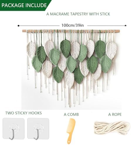 Macrame Wall Art Tapestry - Large Boho Chic Woven Wall Hanging Decor - Image 3