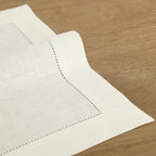 Solino Home 100% Pure Linen Placemats Ivory Hemstitch, 14 x 14 in, Set of 4 - Image 3