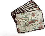Espresso Feather - Luxury Handcrafted Placemats (Reversible) Cotton Quilted Fabric Machine Washable – Set of 6 – Elegant Home Decor – 14 x 19 inches - Bloom Collection by Whereeverythreadfindsitshome