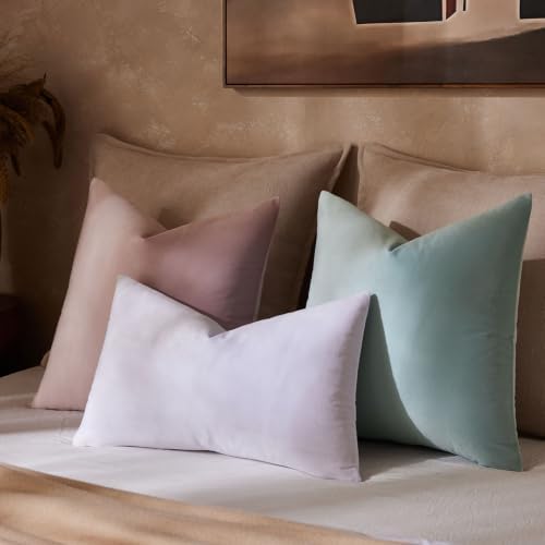 JUSPURBET 28x28 Euro Velvet Throw Pillow Covers Set of 2,White - Image 2