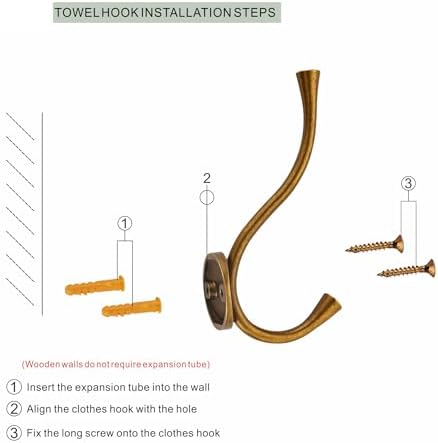 SAILING 3 Pack Coat Hooks - Antique Brass Coat Hooks Decorative Wall Hooks for Bathroom Living Room Bedroom Hanger for Robe Dressing Room Fitting Room - Image 4