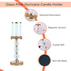 Hurricane Glass Candle Holders, Gold Pillar Candle Holders for Pillar Candle, Magnetic Glass Cover, Crystal Candlesticks Holder for Dining Coffee Table, Wedding,Events,Parties, Home Decor - Image 3