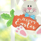Glitzhome Happy Easter Rabbit and Carrot Hanging Sign Decor, 14" H Wooden Bunny Carrot Door Hanger with Ropes, Easter Theme Sign for Home Window Wall Farmhouse Indoor Outdoor Spring Decorations - Image 4