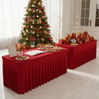4 Pack Red Tablecloths Spandex Table Covers 8ft for Christmas Decor - Image 4