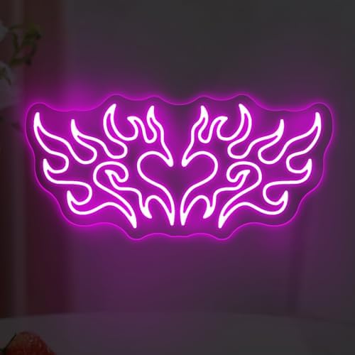 Heart Flame Neon Sign for Bedroom Game Room Retro Y2K Gothic Wall Decor by mllusxg
