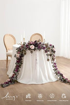 Ling's Moment 9FT Flower Garland, Eucalyptus & Rose, Deep Plum - Image 2