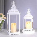 Decorative Candle Lanterns Set of 2, White Metal for Indoor & Outdoor by LOVELIGHTLOVELIFE