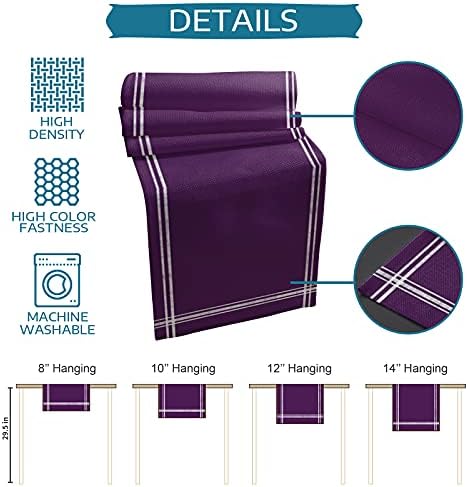 Smile Sunflower Deep Purple Table Runner, Burlap Table Runners 120 inches Long,Farmhouse Style Solid Color Table Runner for Wedding Holiday Party Dinner,Dresser Scarf Decor - Image 7