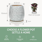 10.3 Inch Ceramic Glaze Plant Pot with Saucer, Flower Pots with Drainage Hole Mesh Net (Spot Blue) - Image 5