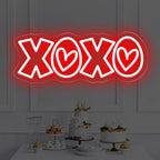 XOXO Neon Sign, Red 15″ × 5.7″ LED Light with Romantic Heart Accents by DUOLIYBC