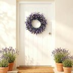 26 Inch Purple Lavender Flower Wreath for Front Door, Spring Summer Forsythia Lavender Flowers Wreath for Indoor and Outdoor Decor, Rustic and Farmhouse Purple for Home - Image 7