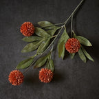 12Pcs 27"Artificial Fall Pompon Mum Stem Silk Flower for Vase Decor(Orange) - Image 2
