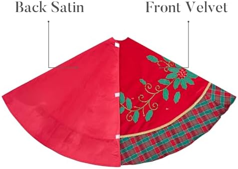Valery Madelyn 36" Red Green Gold Christmas Tree Skirt for Tree Decorations - Image 4