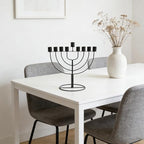Black Zinc Alloy Hanukkah Menorah Candle Holder with 9 Branches - Image 7