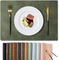 MOSAYT Vinyl Faux Leather Placemats, Set of 6, Olive Green by MOSAYT