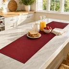 Red Faux Leather Table Runner Waterproof Heatproof for Christmas 36 inch - Image 2