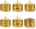 6 Pcs Ramadan Trays with Lid Metal Gold Moon Castle Star Arabesque Eid Mubarak Tray, Plate, Food Storage Container for Serving Cookie Candy Pastry Dessert Eid Party Display by Unknown