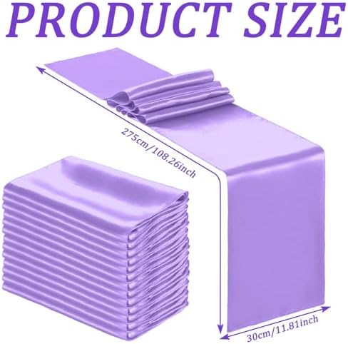Bencailor 24 Pcs Light Purple Satin Table Runners Bulk, 12 x 108 Inch - Image 3