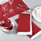 FINGERCRAFT Lace Cloth Napkins, 100% Cotton, 12 Pack, 20x20 Inch, Tango Red - Image 4