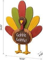 Glitzhome 24" H Thanksgiving Wooden Turkey Porch Decoration, Decorative Turkey Figurine Standing Decor for Indoor Outdoor Thanksgiving Fall Harvest Decoration - Image 2
