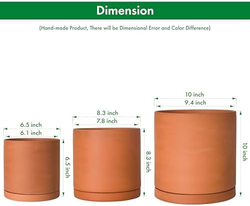D'vine Dev 3-Pack Classic Terracotta Pots & Saucers, 6/8/10 in, 40-T-C-0 - Image 3