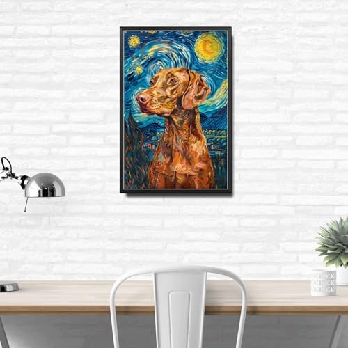 Metal Sign Tin Sign Vintage Wall Art Vizsla Starry Night Vizsla Elegant Vizsla in Night for Home Forest and Seasonal Celebrations Rustproof Aluminum 12×16 Inches with Metal Frame - Image 3