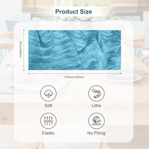 10 Pack Baby Blue Cheesecloth Table Runner 35x120 Inch 10Ft Rustic Gauze Cheese Cloth Table Runner Sheer Cheesecloth Table Runners for Wedding Party Bridal Shower Decoration - Image 4